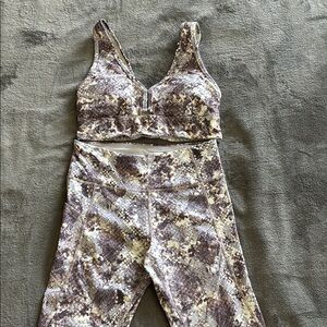 Jessica Simpson Snake Print Sports Bra and ankle Leggings Set